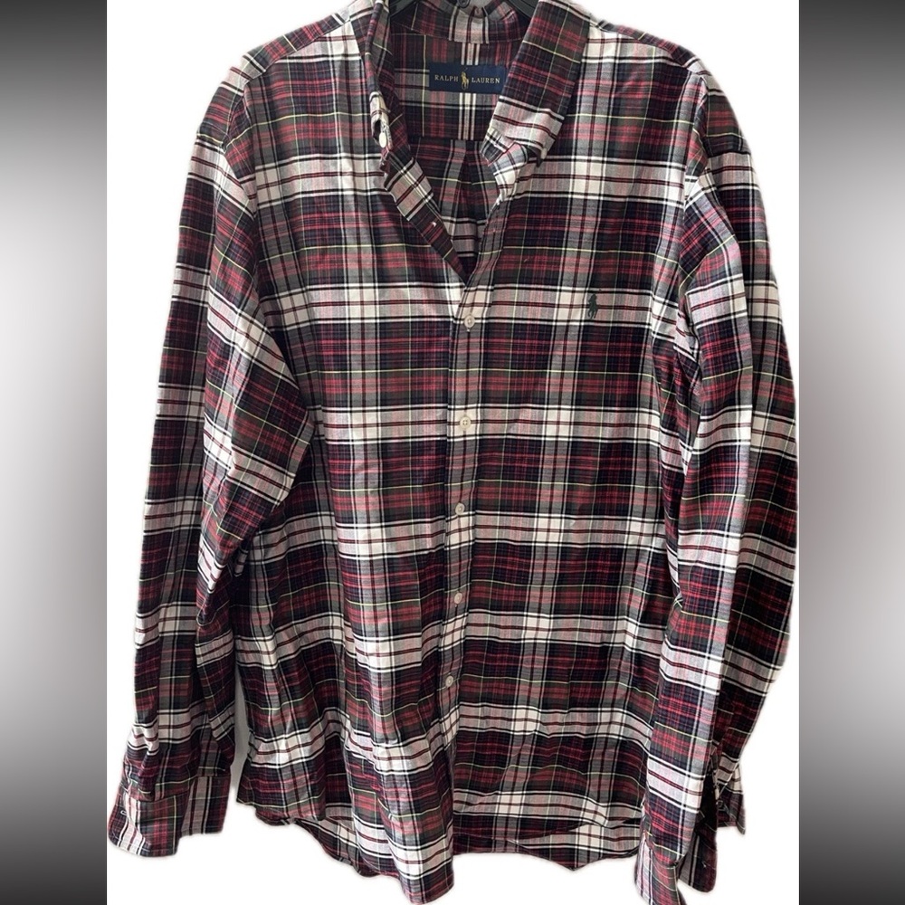 Ralph Lauren Red and Green Plaid Casual Shirt Size XL